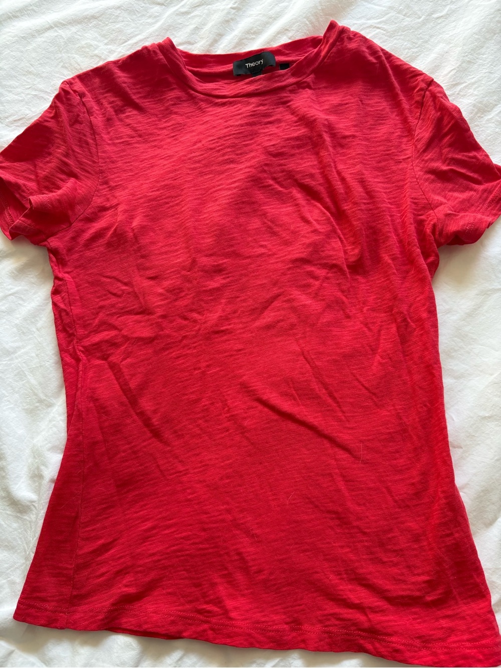 Theory Bright Red Short-Sleeve Crewneck Tee